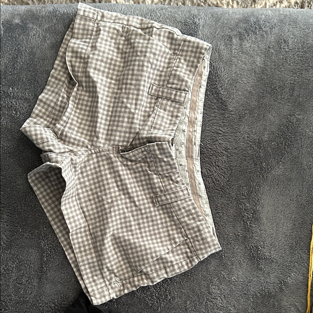 Hurley Gray Checkered Women Shorts